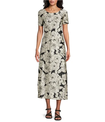 Bryn Walker Wesley Bianchi Neri Foiri Knit Crew Neck Short Sleeve Dress