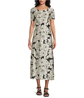 Bryn Walker Wesley Bianchi Neri Foiri Knit Crew Neck Short Sleeve Dress