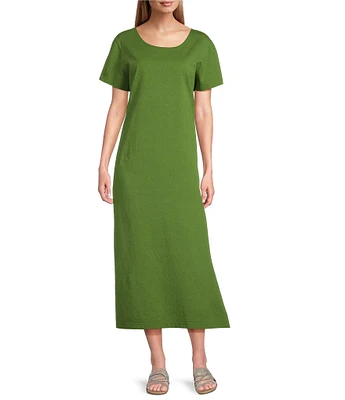 Bryn Walker Wesley Jersey Knit Crew Neck Short Sleeve A-Line Midi Dress