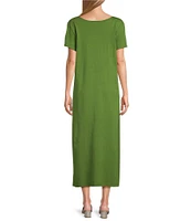 Bryn Walker Wesley Jersey Knit Crew Neck Short Sleeve A-Line Midi Dress