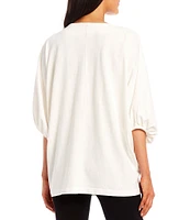 Bryn Walker Wilder Elbow Dolman Banded Short Sleeve Crew Neck Tunic