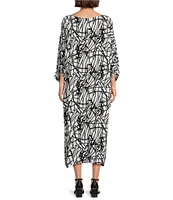 Bryn Walker Wilder Rayon Crepe Netta Print Boat Neck Elbow Dolman Sleeve Dress