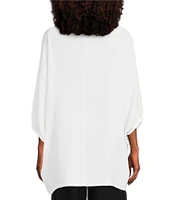 Bryn Walker Wilder Solid Cotton Gauze Round Neck Dolman Gathered Band Sleeve Tunic