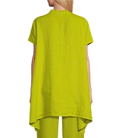 Bryn Walker Willa Light Linen Mandarin Collar Cap Sleeve High-Low Hem Button-Front Coordinating Tunic