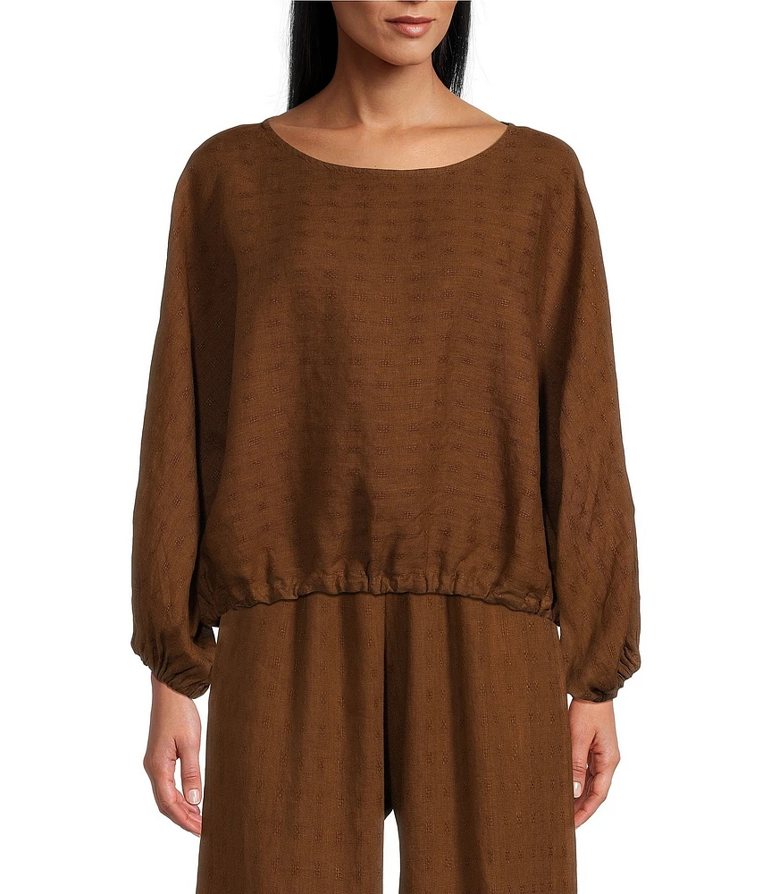 Bryn Walker Woven Linen Gianna Round Neck Long Sleeve Coordinating Shirt