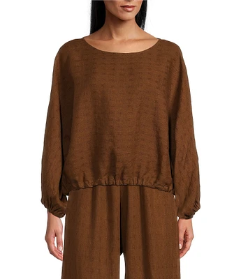 Bryn Walker Woven Linen Gianna Round Neck Long Sleeve Coordinating Shirt