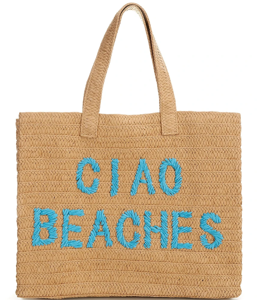 Btb Los Angeles Ciao Beaches Straw Tote Bag