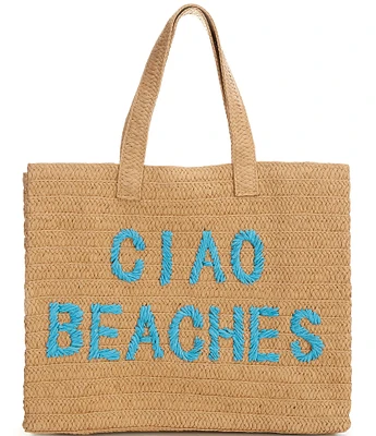 Btb Los Angeles Ciao Beaches Straw Tote Bag