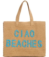 Btb Los Angeles Ciao Beaches Straw Tote Bag