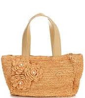 Btb Los Angeles Florian Flower Small Straw Tote Bag