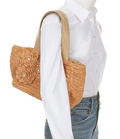 Btb Los Angeles Florian Flower Small Straw Tote Bag