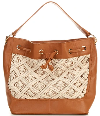 Btb Los Angeles Lotus Straw Drawstring Bag