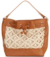 Btb Los Angeles Lotus Straw Drawstring Bag