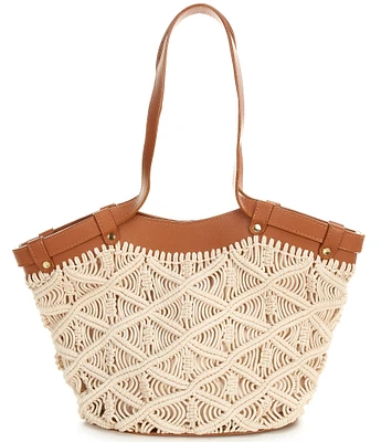 Btb Los Angeles Lotus Straw Tote Bag