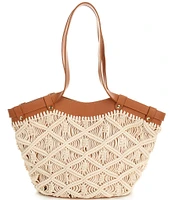 Btb Los Angeles Lotus Straw Tote Bag