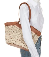 Btb Los Angeles Lotus Straw Tote Bag