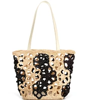 Btb Los Angeles Mahi Floral Cutout Straw Tote Bag