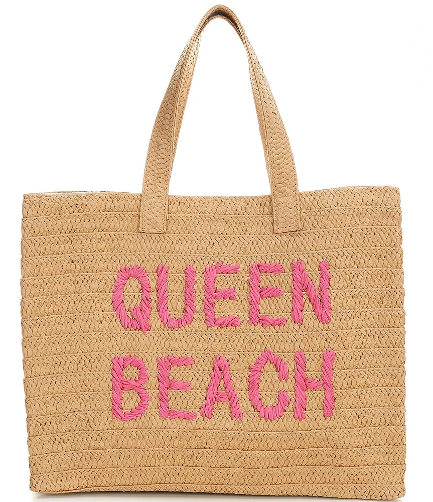 Btb Los Angeles Queen Beach Straw Tote Bag