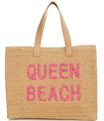 Btb Los Angeles Queen Beach Straw Tote Bag