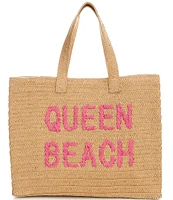 Btb Los Angeles Queen Beach Straw Tote Bag