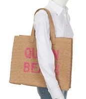 Btb Los Angeles Queen Beach Straw Tote Bag