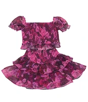 BuddyLove Big Girls 7-14 Blair Floral Print Puff Sleeve Crop Top & Ruffle Skirt Set