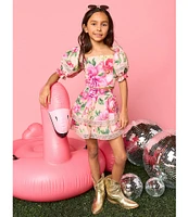 BuddyLove Big Girls Simone Floral Print Smocked Back Puff Sleeve Top & Skort Set