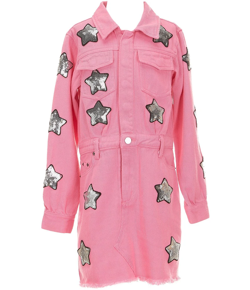 BuddyLove Big Girls Star Struck Denim Shirt Dress