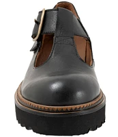 Bueno Abigail Leather T-Strap Platform Loafers