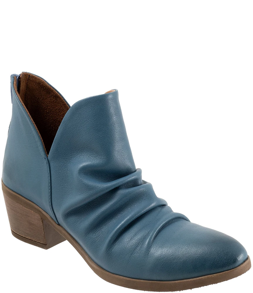 Bueno Cori Ruched Leather Ankle Booties