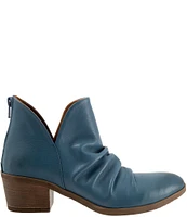 Bueno Cori Ruched Leather Ankle Booties