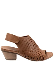 Bueno Lacey Accordion Perforated Leather Block Heel Slingback Sandals