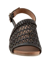 Bueno Lia Leather Laser Cut Sling Sandals