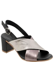 Bueno Natasha Colorblock Metallic Leather Block Heel Sandals