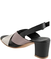 Bueno Natasha Colorblock Metallic Leather Block Heel Sandals