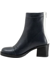 Bueno Rina Leather Block Heel Back Zip Booties