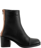 Bueno Rina Leather Block Heel Back Zip Booties