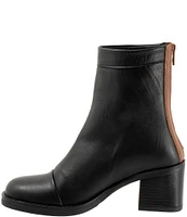 Bueno Rina Leather Block Heel Back Zip Booties