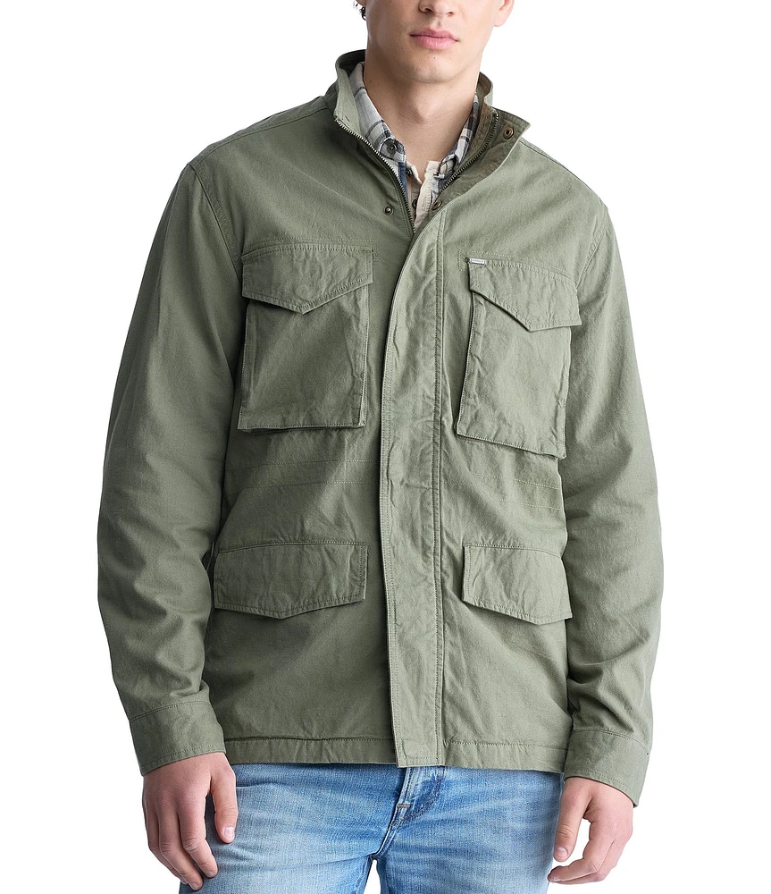 Buffalo David Bitton Jafom Long Sleeve Linen-Blend Field Jacket