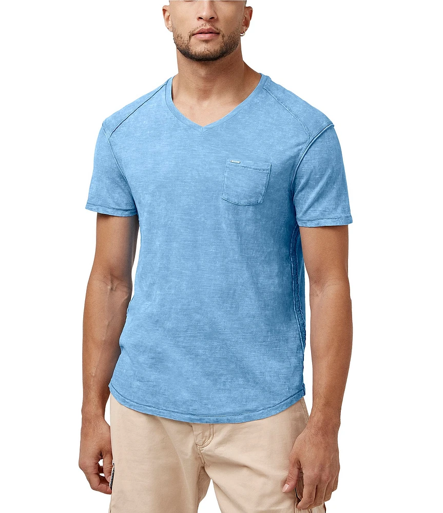 Buffalo David Bitton Kamiz V-Neck Short Sleeve Pocket T-Shirt