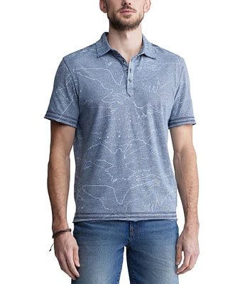 Buffalo David Bitton Komodo Short Sleeve Printed Polo Shirt