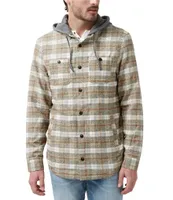 Buffalo David Bitton Long Sleeve Sacket Plaid Hooded Shirt Jacket