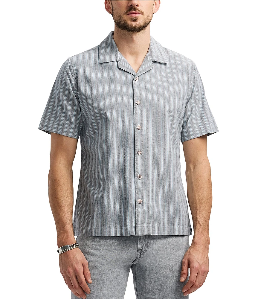 Buffalo David Bitton Salaman Camp Collar Button Front Stripe Top