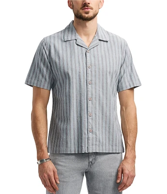 Buffalo David Bitton Salaman Camp Collar Button Front Stripe Top