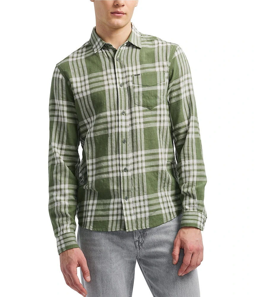 Buffalo David Bitton Saroz Long Sleeve Contrast Plaid Button Front Shirt