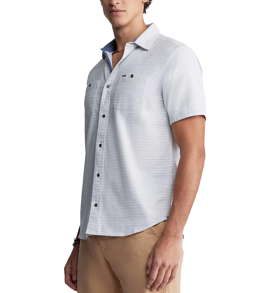 Buffalo David Bitton Sinyl Short Sleeve Horizontal-Stripe Woven Shirt