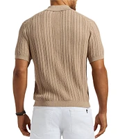 Buffalo David Bitton Wasko Textured Cable Knit Short Sleeve Polo Shirt