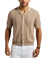 Buffalo David Bitton Wasko Textured Cable Knit Short Sleeve Polo Shirt