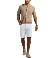 Buffalo David Bitton Wasko Textured Cable Knit Short Sleeve Polo Shirt