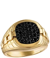 Bulova Men's 14K Gold Tone Black Diamond Statement Ring